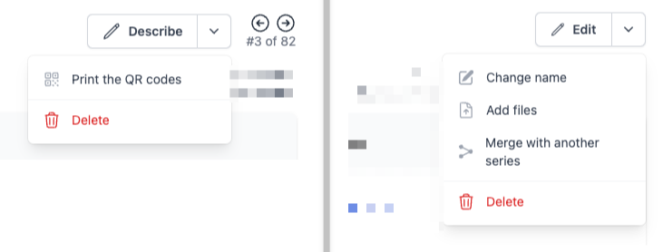Document and series actions