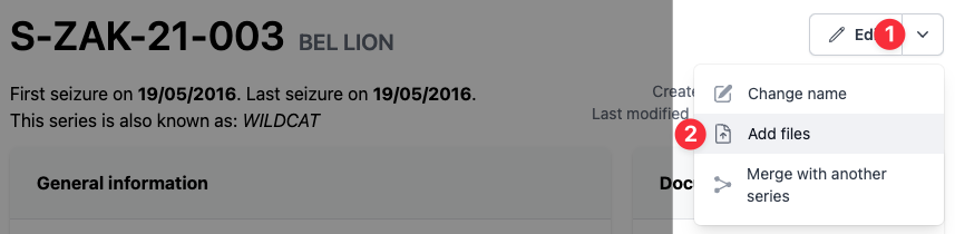 Add files to series button