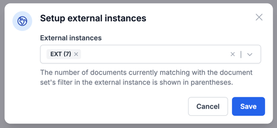 The external instance configuration dialog.