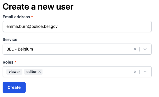 Create user form