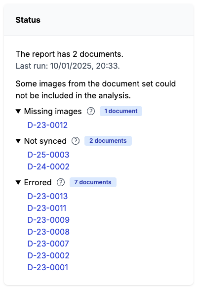 The new status information in the Padif report.