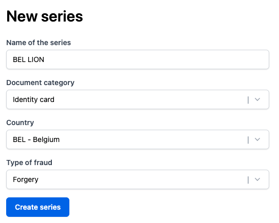New series required fields