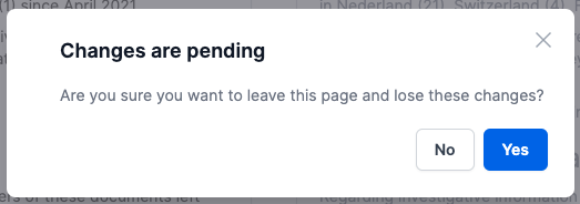 Risky navigation modal