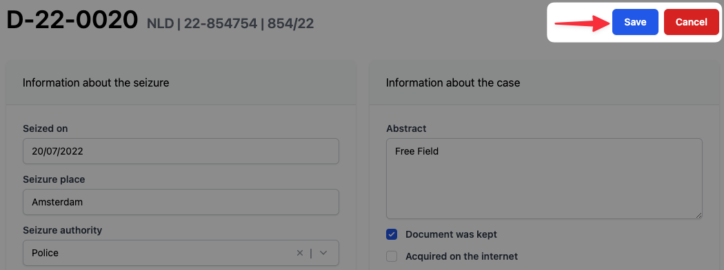 Save document button