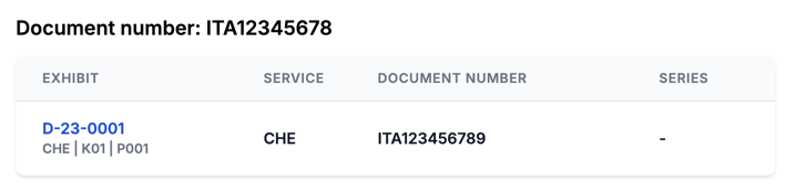 The document suggestions tab showing a document with a similar serial number.